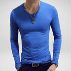 T-shirt homme col V manches longues élégant
