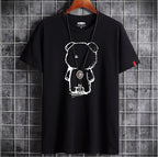 T-shirt homme motif ours anime streetwear
